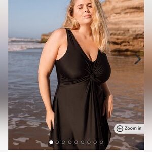Shapermint Plus Size 4XL Essentials Swim Knot-Front Swim Dress